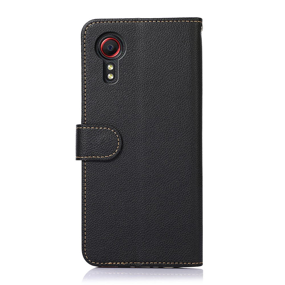KHAZNEH Litchi Texture RFID Anti-theft Swiping Function Leather Phone Case Cover for Samsung Galaxy Xcover 5