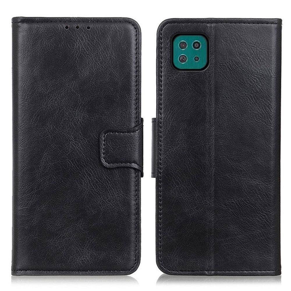 For Samsung Galaxy A22 5G (EU Version) Crazy Horse PU Leather Wallet Phone Case Stand Flip Protective Cover