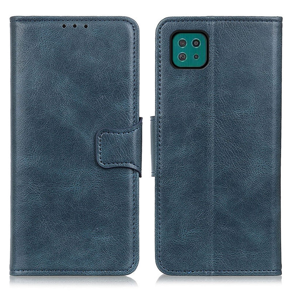 For Samsung Galaxy A22 5G (EU Version) Crazy Horse PU Leather Wallet Phone Case Stand Flip Protective Cover