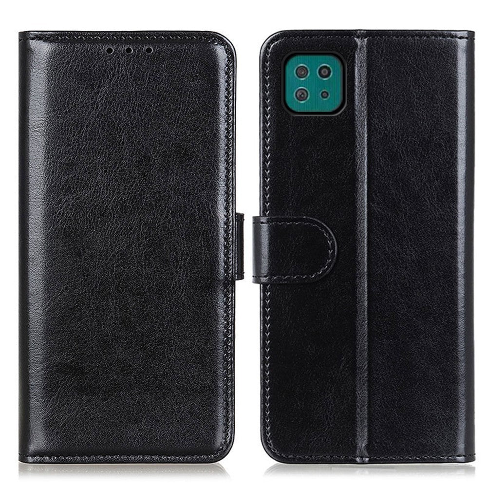 Crazy Horse Texture Leather Wallet Stand Cellphone Shell Case for Samsung Galaxy A22 5G (EU Version)