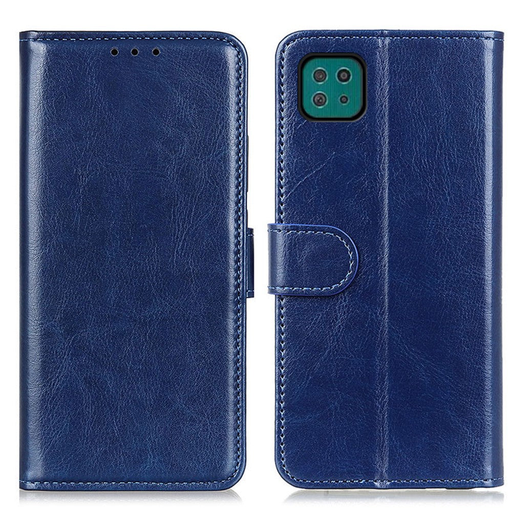 Crazy Horse Texture Leather Wallet Stand Cellphone Shell Case for Samsung Galaxy A22 5G (EU Version)