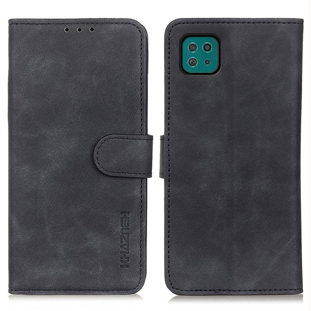 KHAZNEH Wallet Design Retro Grain Style PU Leather Case with Stand for Samsung Galaxy A22 5G (EU Version)