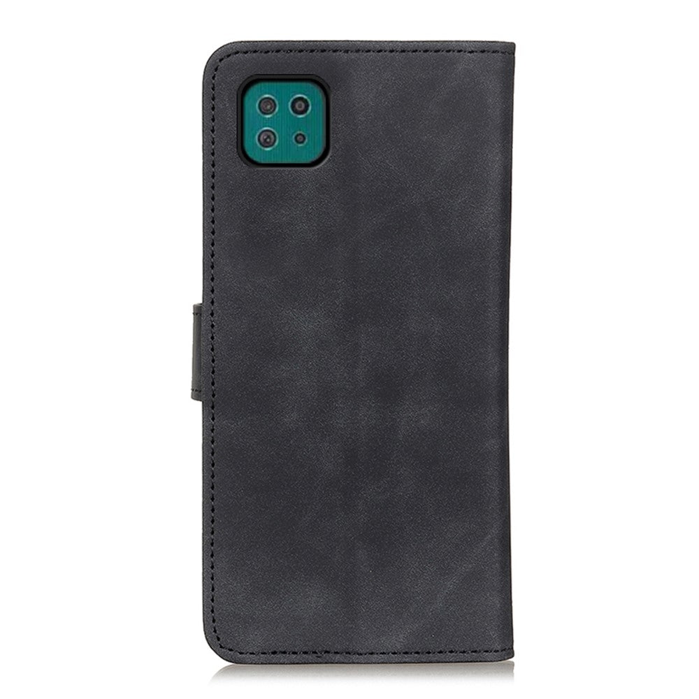 KHAZNEH Wallet Design Retro Grain Style PU Leather Case with Stand for Samsung Galaxy A22 5G (EU Version)