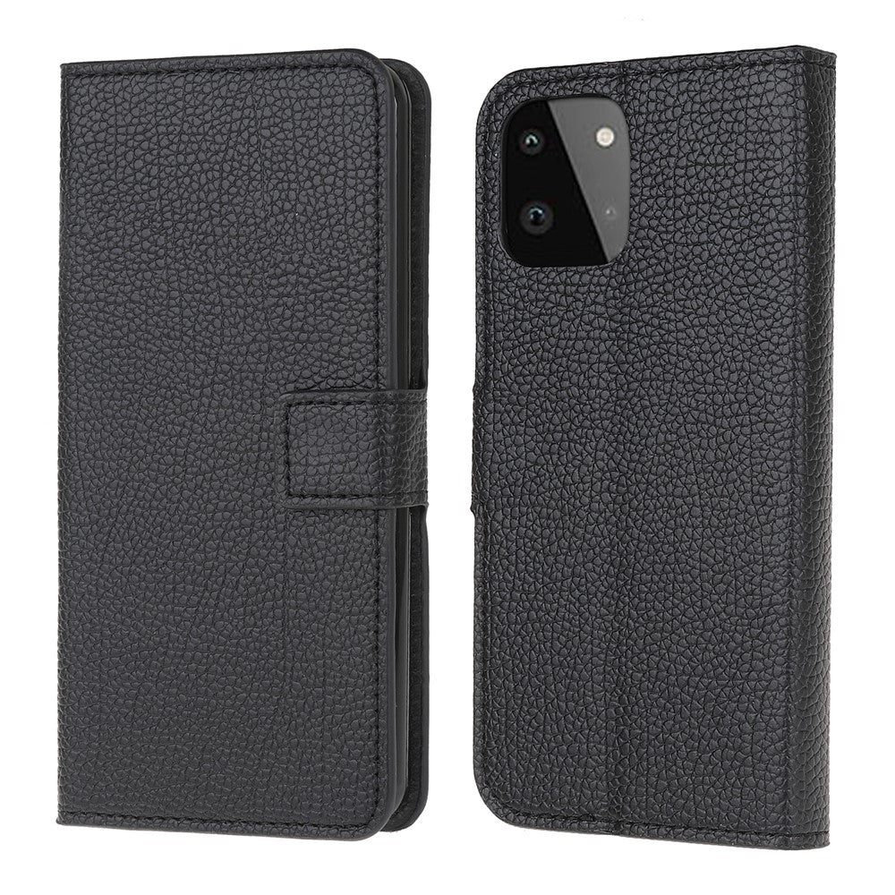 Folio Flip Wallet Design Litchi Tekstur Læder Beskyttelsescover til Samsung Galaxy A22 5G (EU Version)