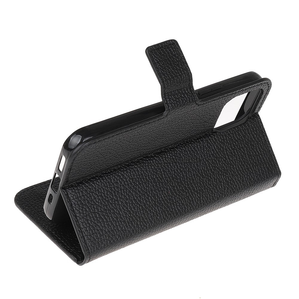 Folio Flip Wallet Design Litchi Tekstur Læder Beskyttelsescover til Samsung Galaxy A22 5G (EU Version)