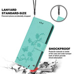 Pung Design Stilfuld Sommerfugle Blomster Prægning Læder Telefoncover til Samsung Galaxy A22 5G (EU Version)