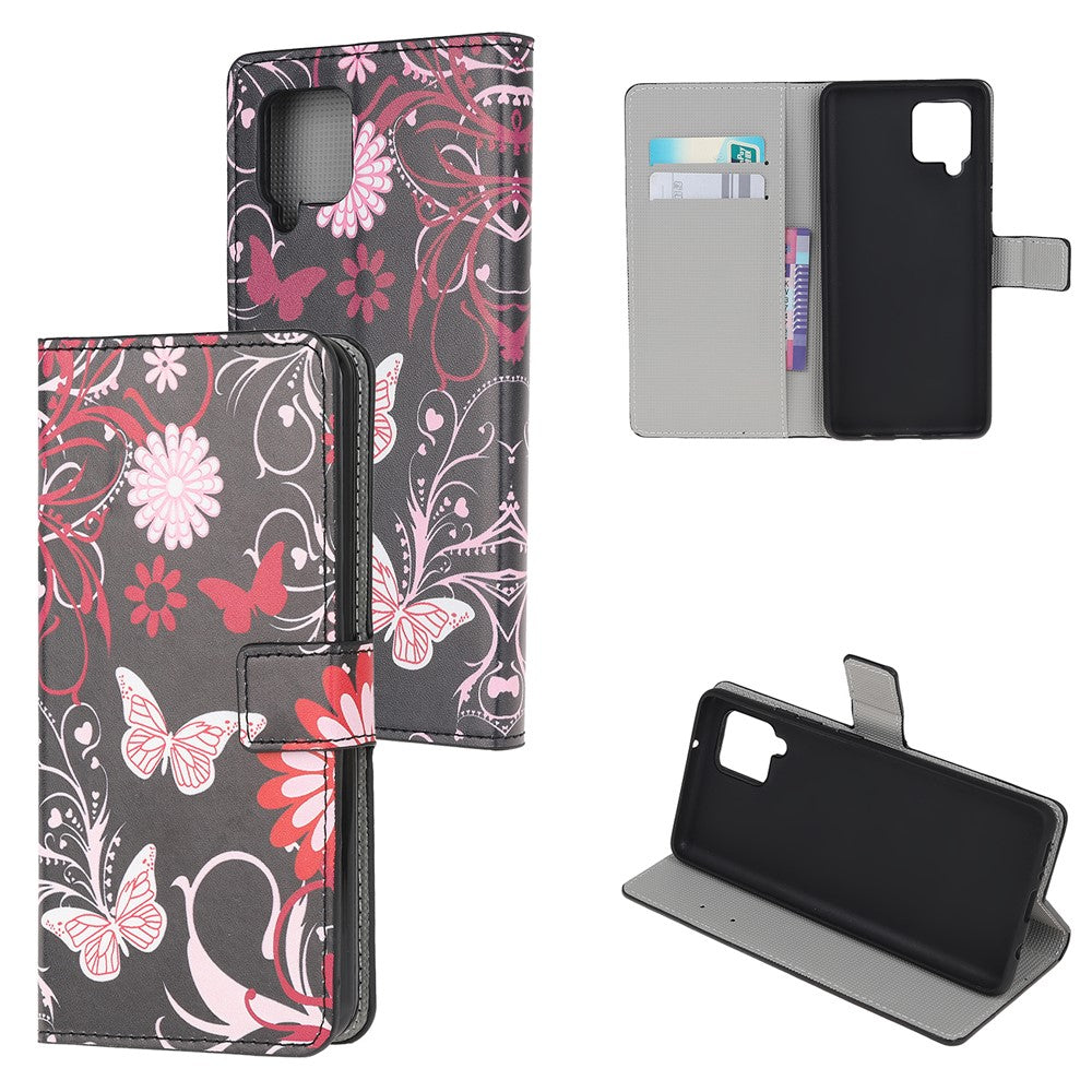 Mønstertryk fuld beskyttelse tegnebog design læder stander beskyttelsesetui med stander til Samsung Galaxy A22 4G (EU-version)