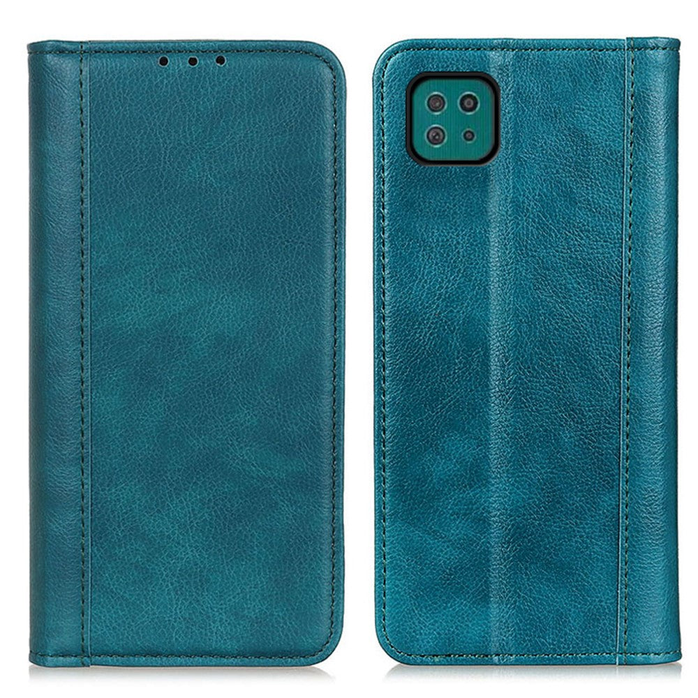 Auto-absorbed Litchi Texture Split Leather Wallet Stand Case Cover for Samsung Galaxy A22 5G (EU Version)