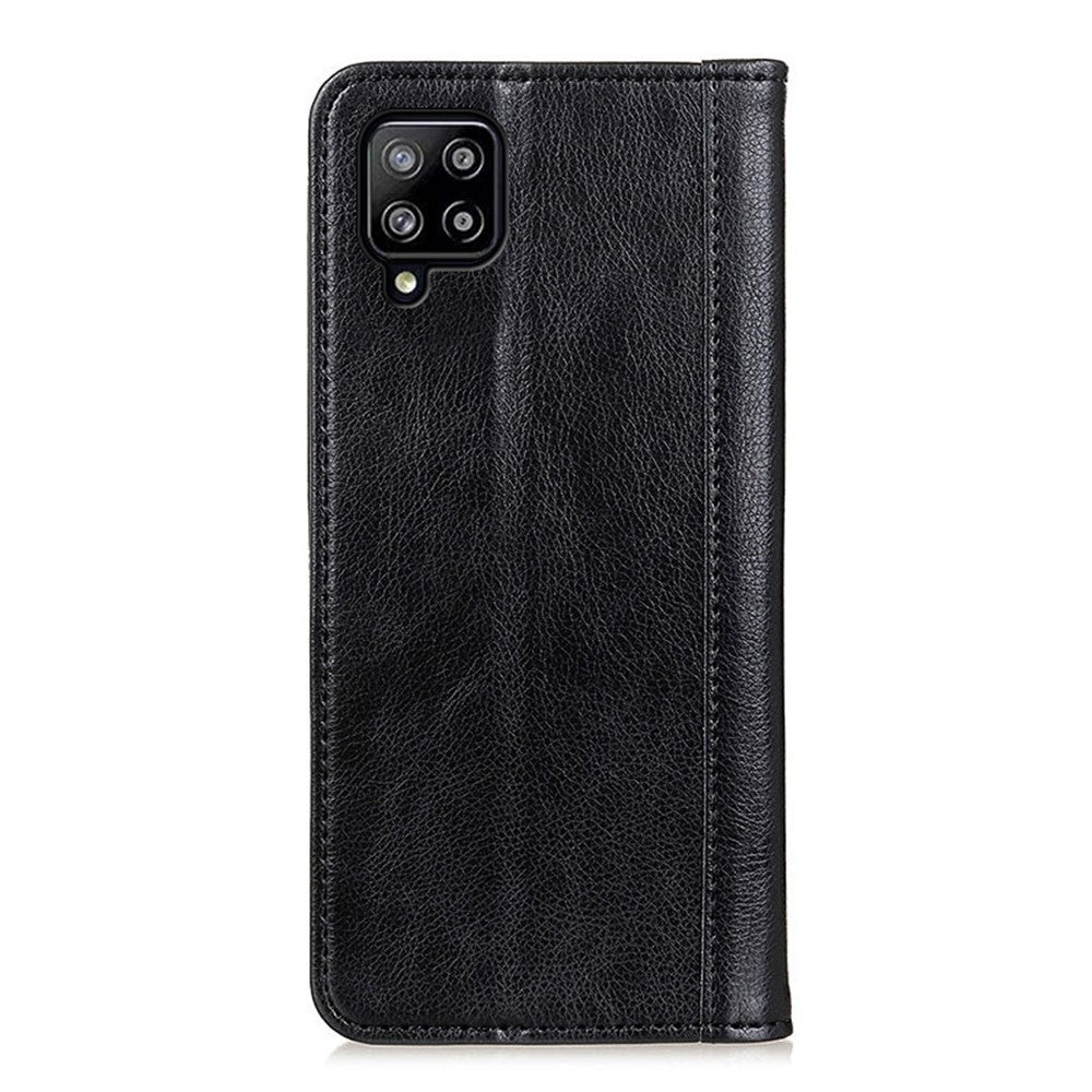 Selvabsorberende Litchi Tekstur Splitlæderpung Stativetui til Samsung Galaxy A22 4G (EU-version)