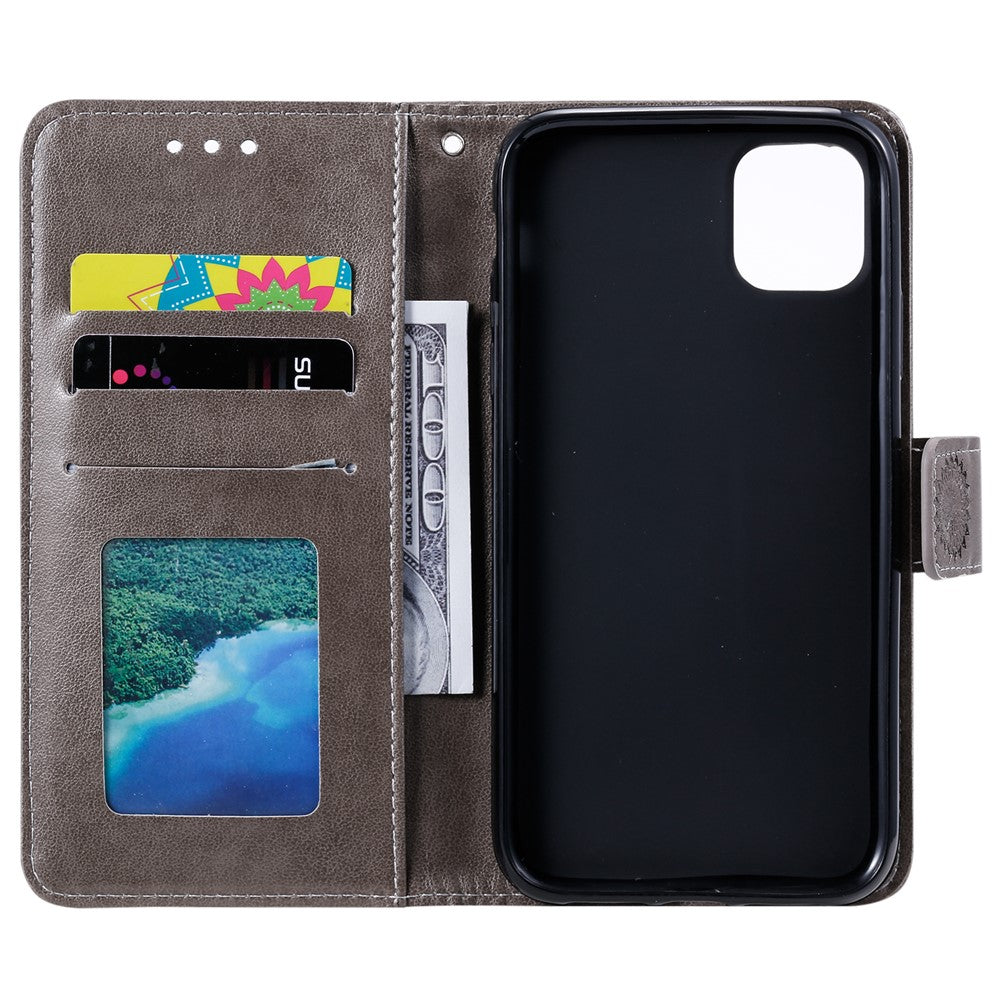 Imprinted Mandala Flower Wallet Design Leather Case with Strap for Samsung Galaxy A22 5G (EU Version)