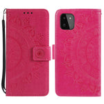 Imprinted Mandala Flower Wallet Design Leather Case with Strap for Samsung Galaxy A22 5G (EU Version)