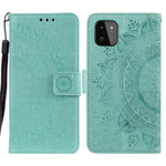 Imprinted Mandala Flower Wallet Design Leather Case with Strap for Samsung Galaxy A22 5G (EU Version)