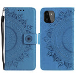 Imprinted Mandala Flower Wallet Design Leather Case with Strap for Samsung Galaxy A22 5G (EU Version)