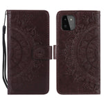 Imprinted Mandala Flower Wallet Design Leather Case with Strap for Samsung Galaxy A22 5G (EU Version)