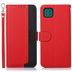 KHAZNEH Litchi Skin Leather Phone Shell Wallet Stand Design Case with RFID Blocking Anti-theft Swiping Design for Samsung Galaxy A22 5G (EU Version)