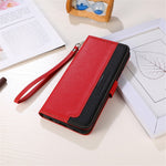KHAZNEH Litchi Skin Leather Phone Shell Wallet Stand Design Case with RFID Blocking Anti-theft Swiping Design for Samsung Galaxy A22 5G (EU Version)