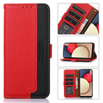 KHAZNEH Litchi Skin Leather Phone Shell Wallet Stand Design Case with RFID Blocking Anti-theft Swiping Design for Samsung Galaxy A22 5G (EU Version)