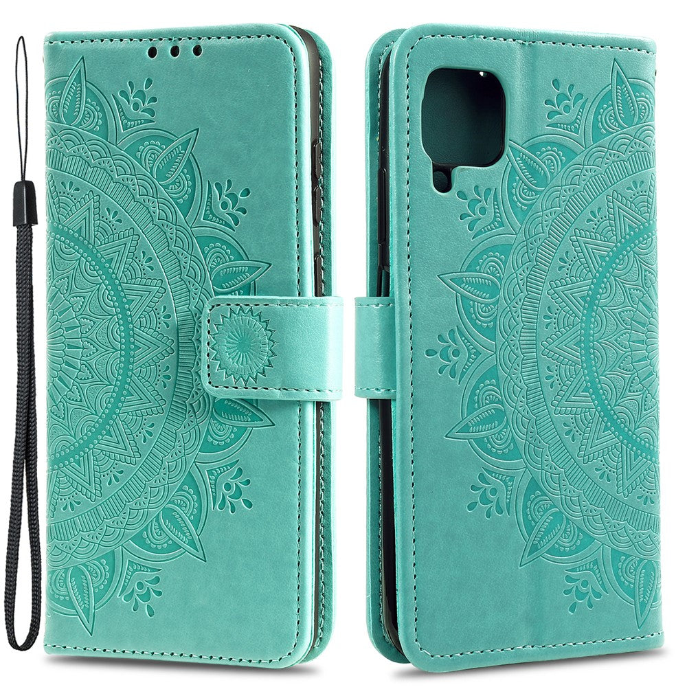 Præget Mandala Blomst Pung Læder Etui til Samsung Galaxy A22 4G (EU Version)