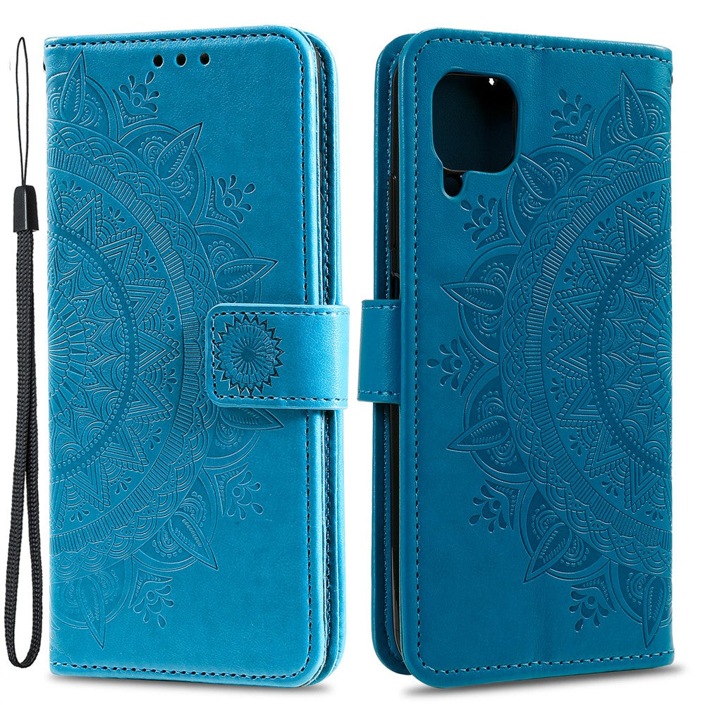 Præget Mandala Blomst Pung Læder Etui til Samsung Galaxy A22 4G (EU Version)