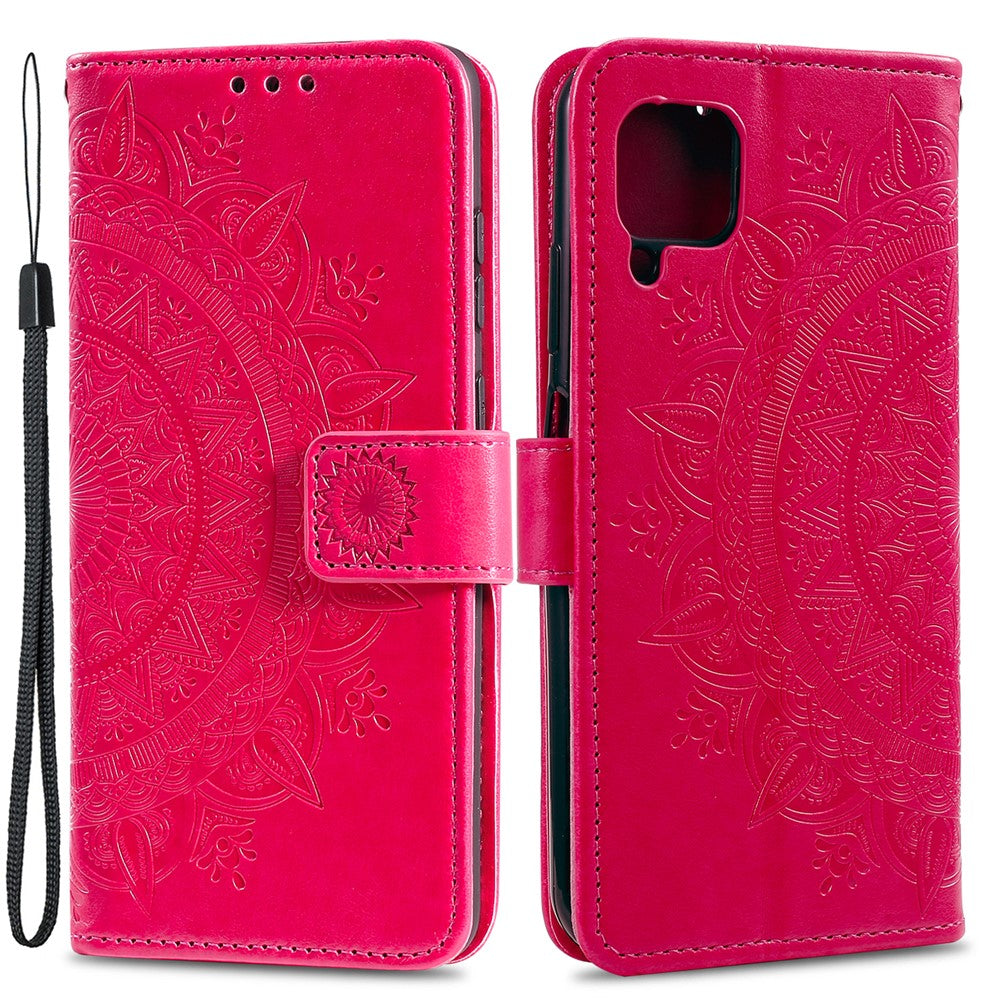 Præget Mandala Blomst Pung Læder Etui til Samsung Galaxy A22 4G (EU Version)