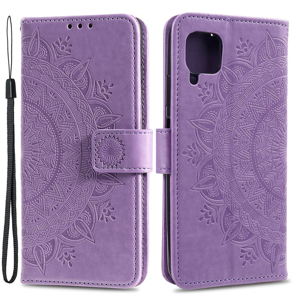 Præget Mandala Blomst Pung Læder Etui til Samsung Galaxy A22 4G (EU Version)