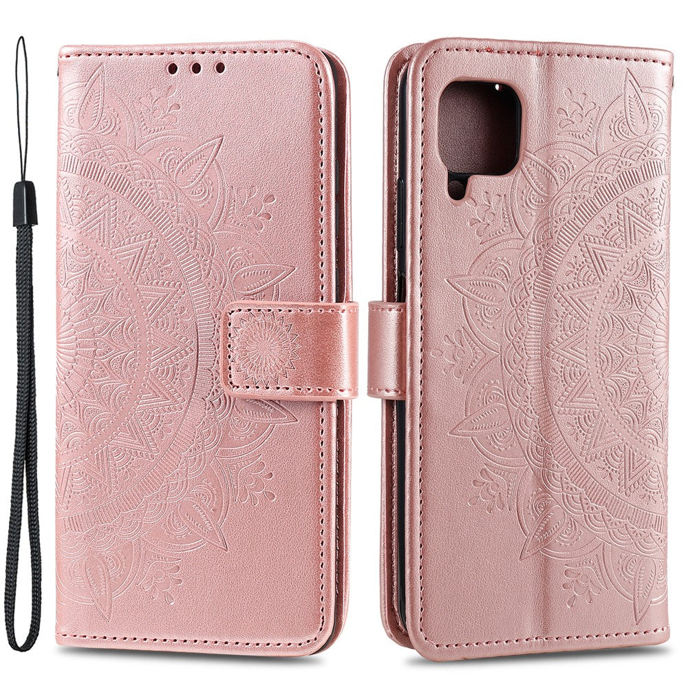 Præget Mandala Blomst Pung Læder Etui til Samsung Galaxy A22 4G (EU Version)