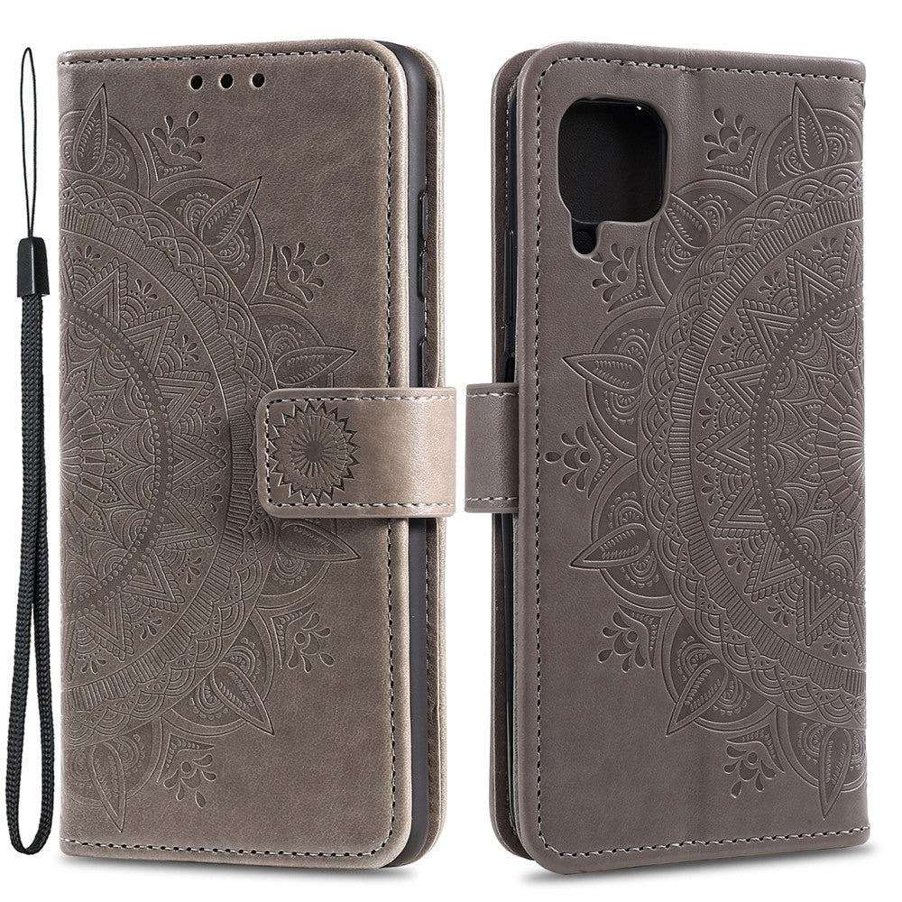 Præget Mandala Blomst Pung Læder Etui til Samsung Galaxy A22 4G (EU Version)