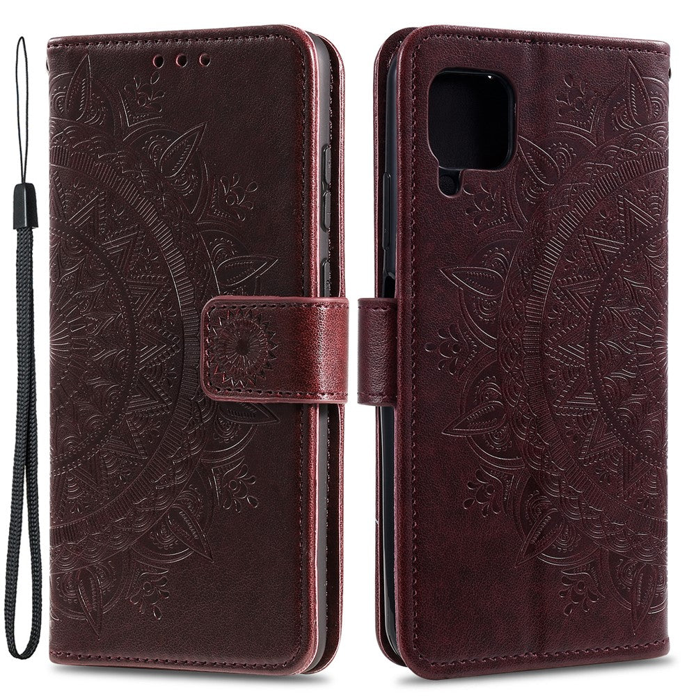 Præget Mandala Blomst Pung Læder Etui til Samsung Galaxy A22 4G (EU Version)
