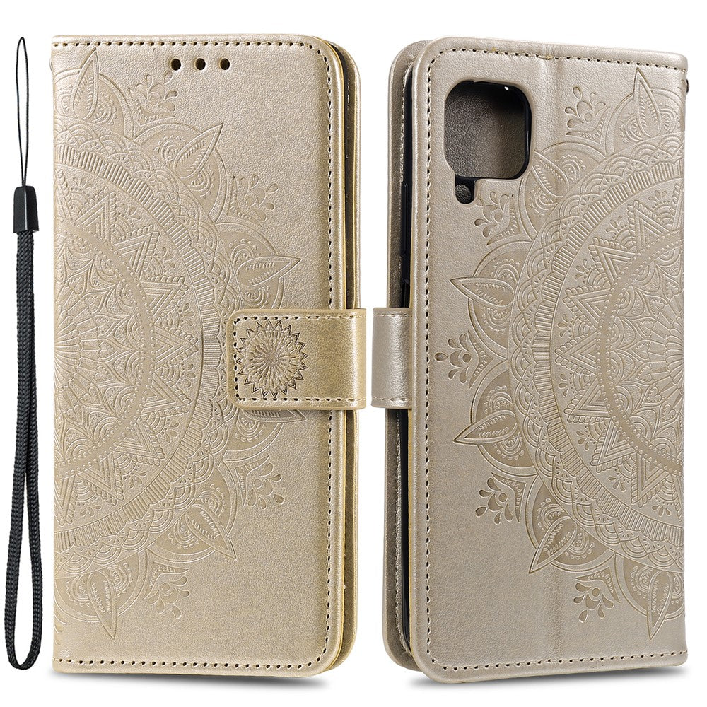 Præget Mandala Blomst Pung Læder Etui til Samsung Galaxy A22 4G (EU Version)