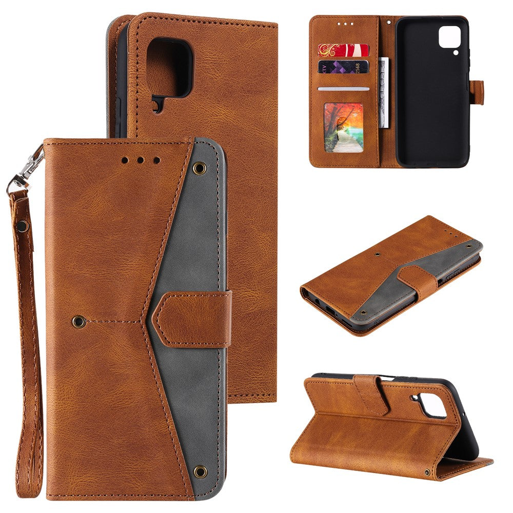 Splicing Stitching Skin-touch PU Leather Case Stand Protector Cover for Samsung Galaxy A22 4G (EU Version)