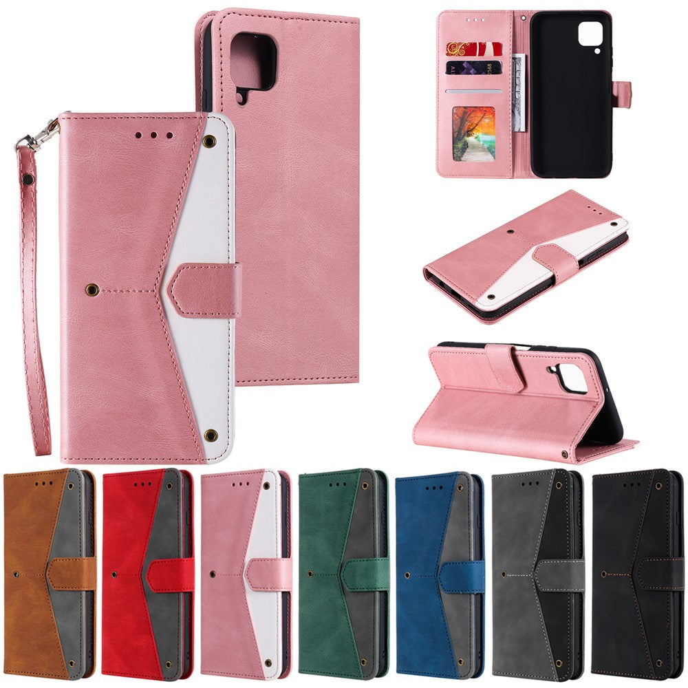 Splicing Stitching Skin-touch PU Leather Case Stand Protector Cover for Samsung Galaxy A22 4G (EU Version)