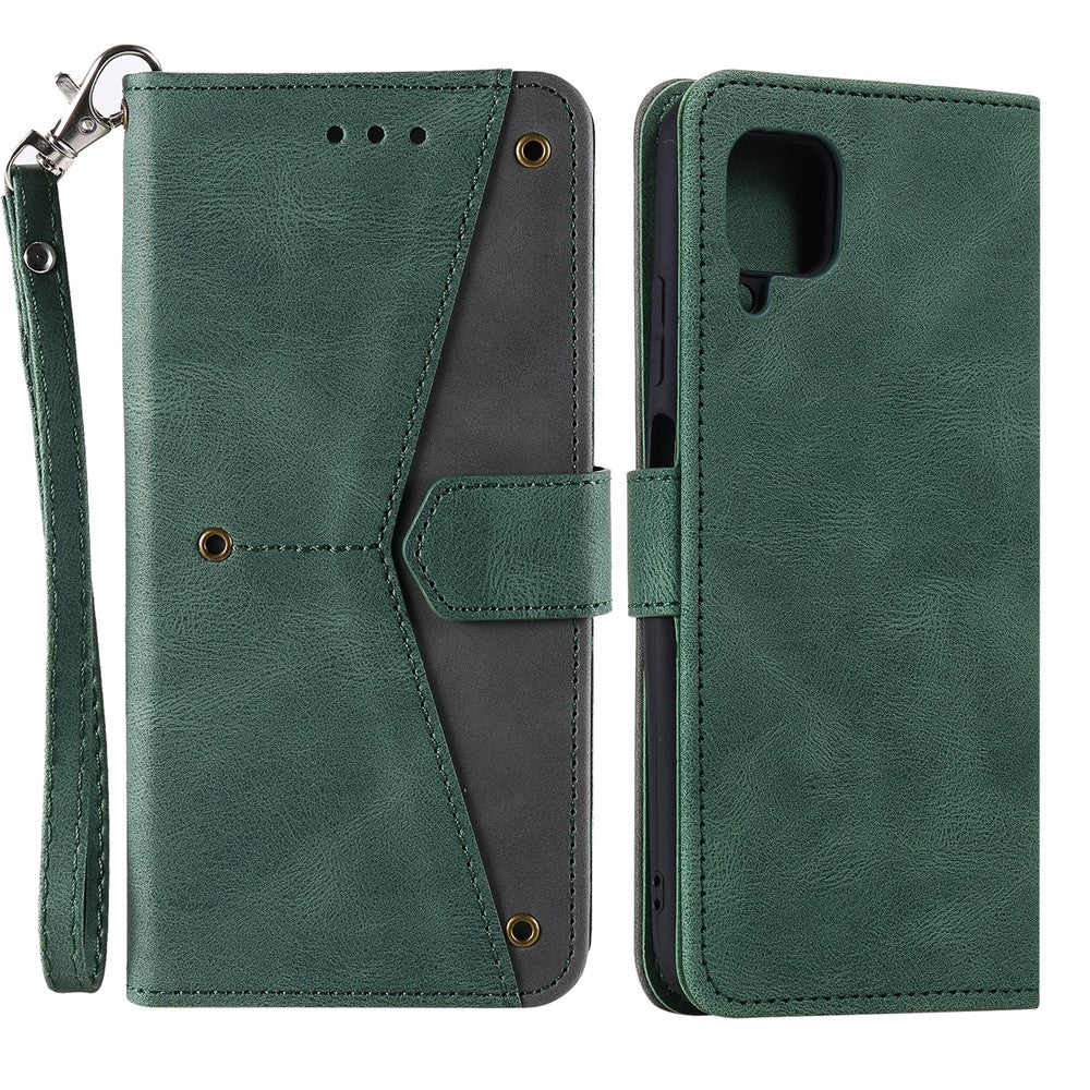 Splicing Stitching Skin-touch PU Leather Case Stand Protector Cover for Samsung Galaxy A22 4G (EU Version)