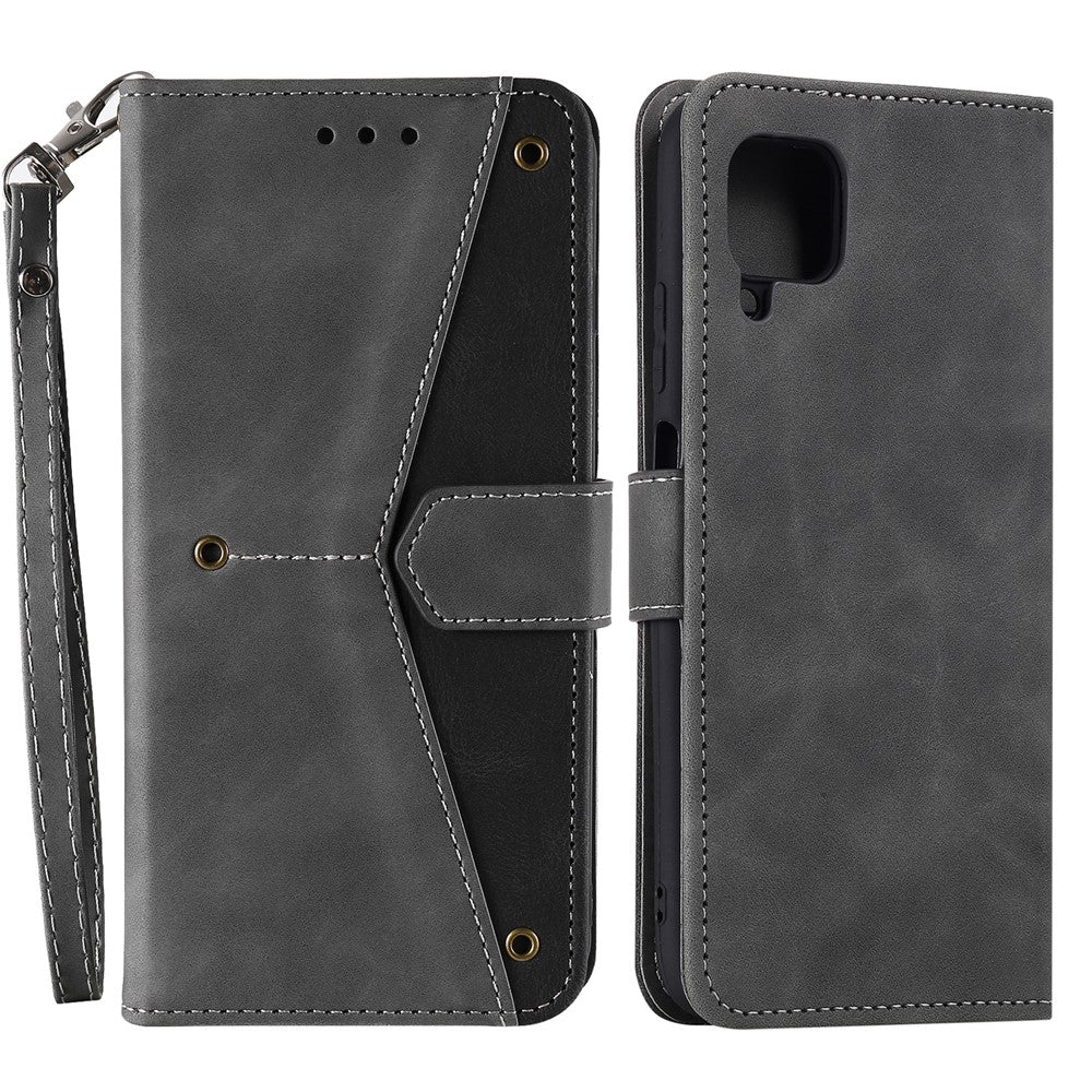Splicing Stitching Skin-touch PU Leather Case Stand Protector Cover for Samsung Galaxy A22 4G (EU Version)