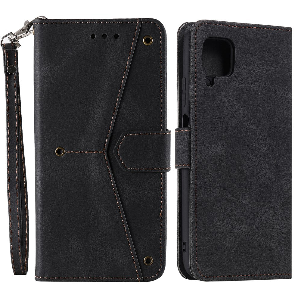 Splicing Stitching Skin-touch PU Leather Case Stand Protector Cover for Samsung Galaxy A22 4G (EU Version)
