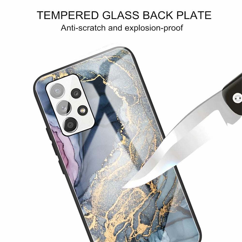 Shockproof Marble Pattern Tempered Glass + TPU Phone Case for Samsung Galaxy A32 4G (EU Version)