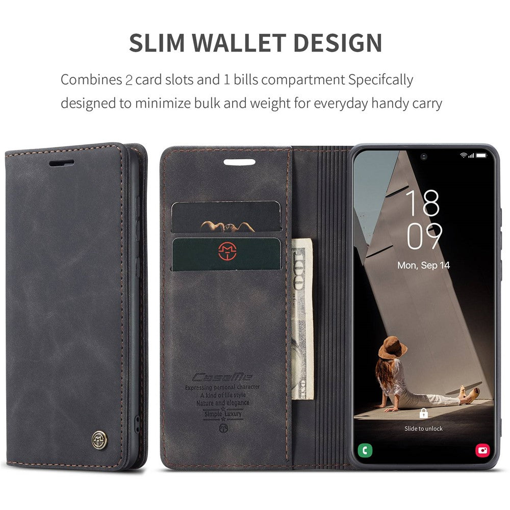CASEME 013-serien til Samsung Galaxy S21 FE Pung Stander Cover Automatisk Sugefunktion Læder Etui