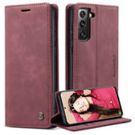 CASEME 013-serien til Samsung Galaxy S21 FE Pung Stander Cover Automatisk Sugefunktion Læder Etui