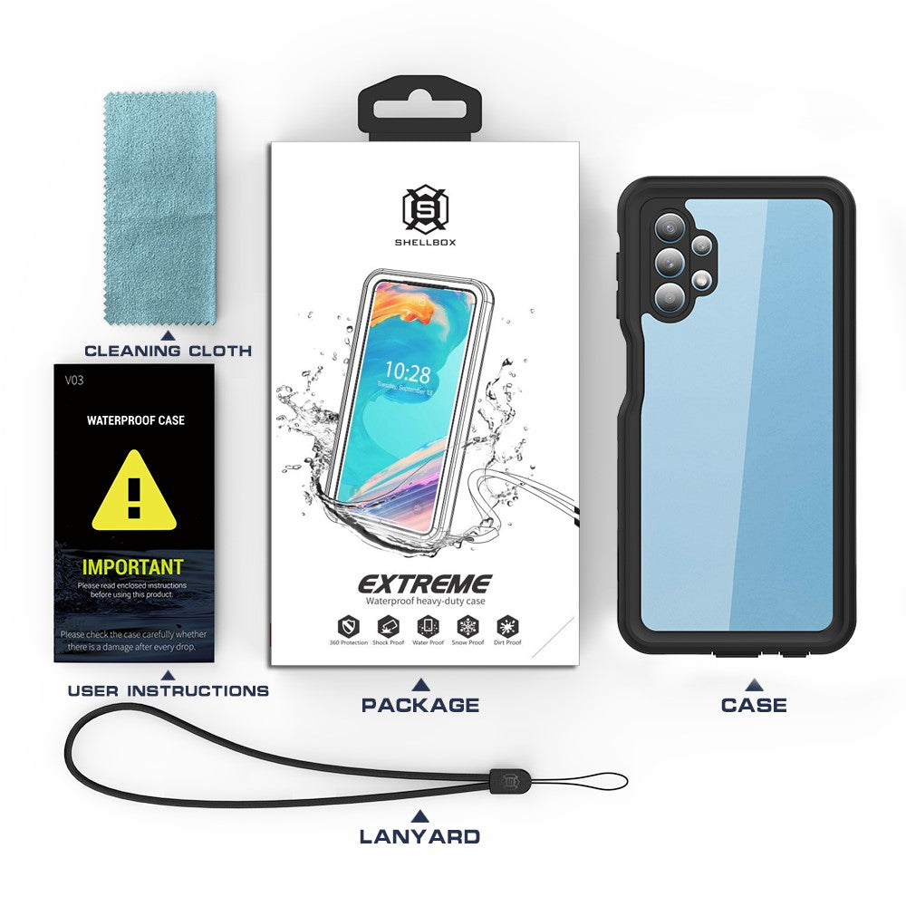 SHELLBOX Vandtæt Full Body Cover IP68 Vandtæt Telefoncover [Understøtter Fingeraftryksoplåsning] til Samsung Galaxy A32 5G/M32 5G