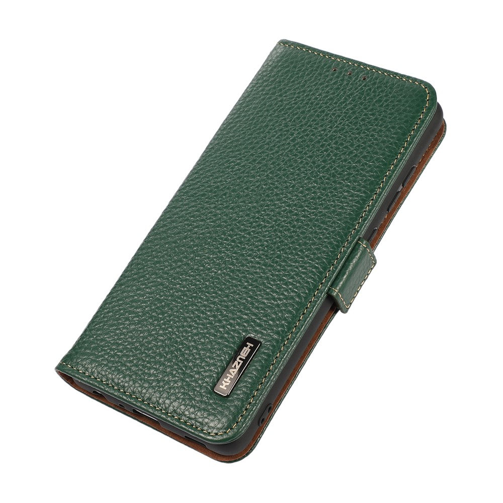 KHAZNEH Litchi Texture RFID Blocking Shockproof Leather Case Wallet Stand Cover for Samsung Galaxy A32 4G (EU Version)