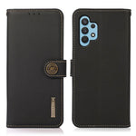 KHAZNEH Wallet Telefoncover Ægte Læder Telefoncover med RFID Anti-tyveri Swiping Design til Samsung Galaxy A32 4G