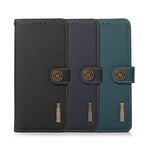 KHAZNEH Wallet Telefoncover Ægte Læder Telefoncover med RFID Anti-tyveri Swiping Design til Samsung Galaxy A32 4G