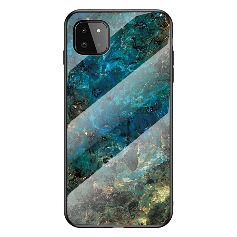 Marbling Pattern Design Anti-Scratch Tempered Glass Well-Protected Cell Phone Cover for Samsung Galaxy A22 5G (EU Version)