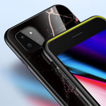 Marbling Pattern Design Anti-Scratch Tempered Glass Well-Protected Cell Phone Cover for Samsung Galaxy A22 5G (EU Version)