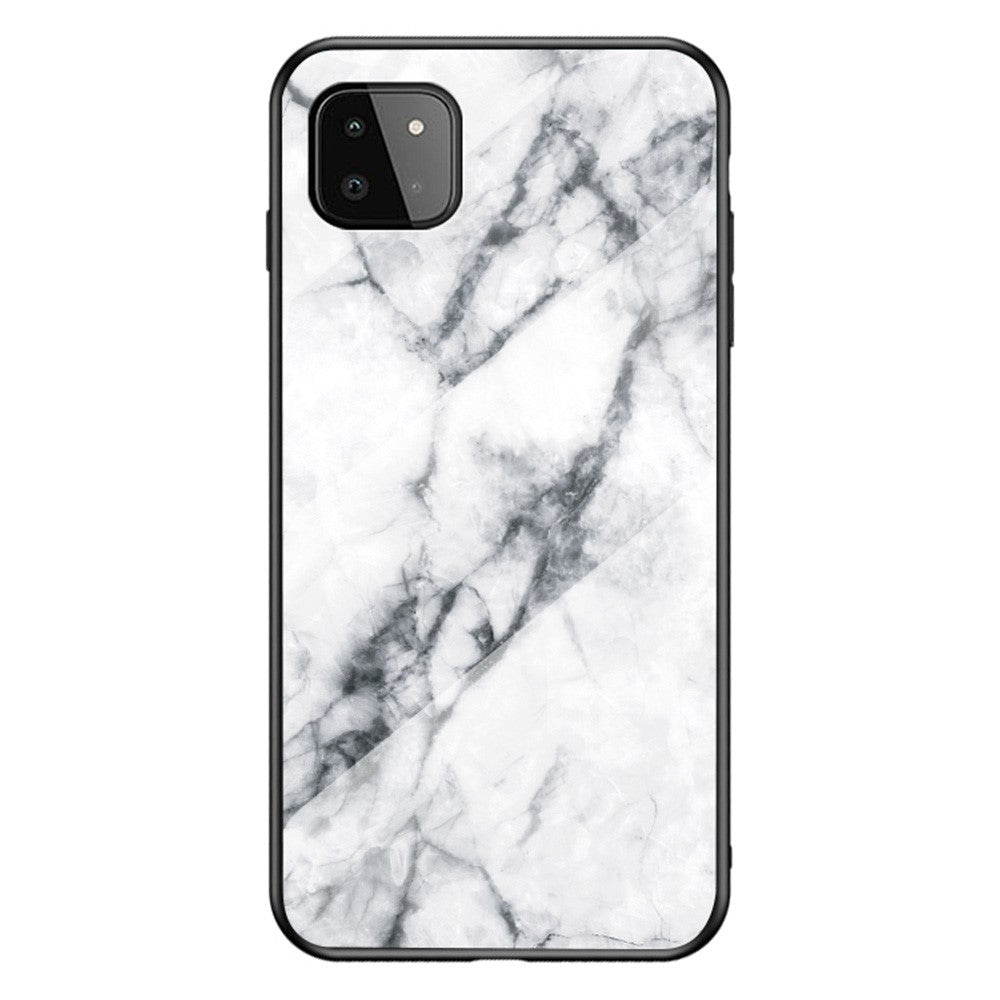 Marbling Pattern Design Anti-Scratch Tempered Glass Well-Protected Cell Phone Cover for Samsung Galaxy A22 5G (EU Version)
