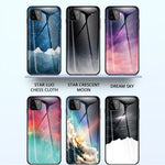Well-Protected Starry Sky Pattern Anti-Scratch Tempered Glass Phone Hybrid Case Cover for Samsung Galaxy A22 5G (EU Version)