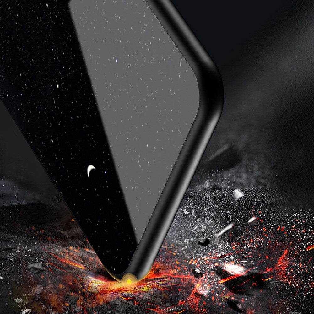 Well-Protected Starry Sky Pattern Anti-Scratch Tempered Glass Phone Hybrid Case Cover for Samsung Galaxy A22 5G (EU Version)