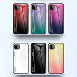 Well-Protected Anti-Scratch Tempered Glass Color Gradient Design Cell Phone Back Case for Samsung Galaxy A22 5G (EU Version)