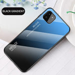 Well-Protected Anti-Scratch Tempered Glass Color Gradient Design Cell Phone Back Case for Samsung Galaxy A22 5G (EU Version)