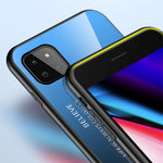 Well-Protected Anti-Scratch Tempered Glass Color Gradient Design Cell Phone Back Case for Samsung Galaxy A22 5G (EU Version)