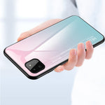 Well-Protected Anti-Scratch Tempered Glass Color Gradient Design Cell Phone Back Case for Samsung Galaxy A22 5G (EU Version)